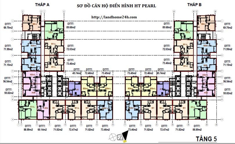 Mạt bằng thiết kế Tòa A Dự án chung cư HT Pearl Dĩ An
