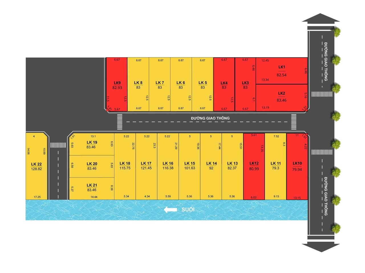 Sơ đồ phân lô Khu 21 Lô Gò Khánh